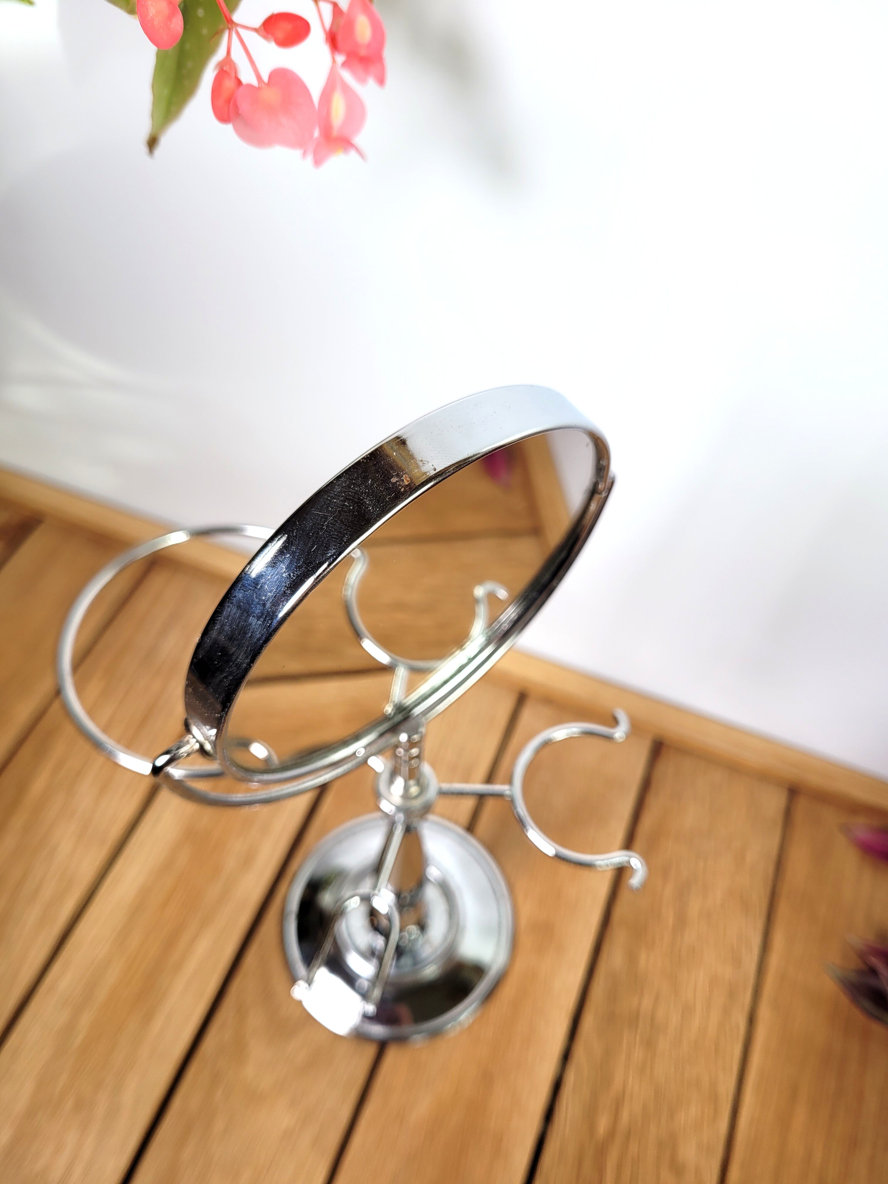 Small chrome barber mirror