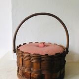 Working sewing box made of woven rattan