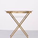 small Brass folding serving tray table 1970 France