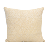 Square white kilim pillow with floral motif, handmade tribal vintage kilim pillow, boho throw pillow