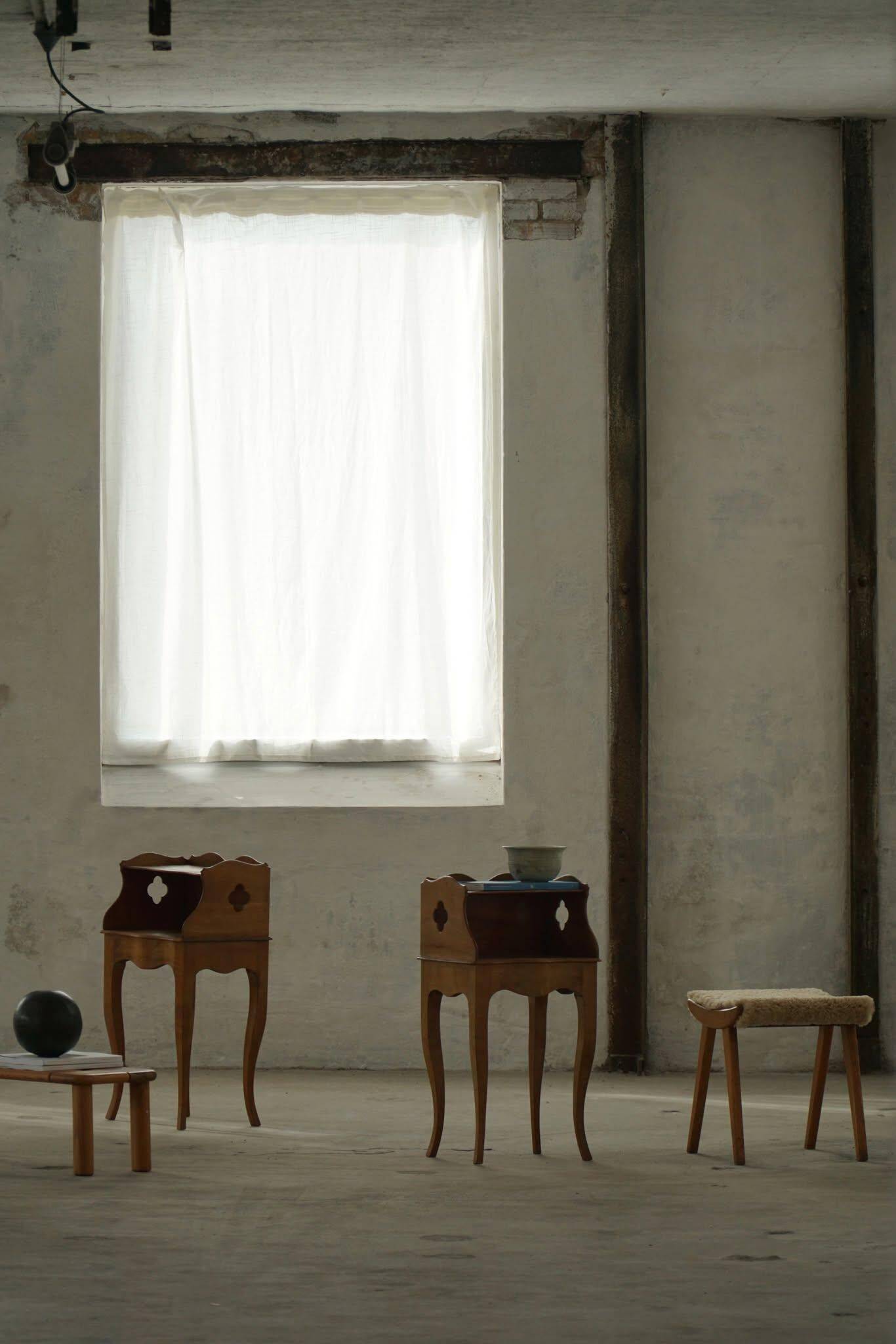 Modern Danish, An Elegant Pair of Walnut Bedside Tables, 1940s