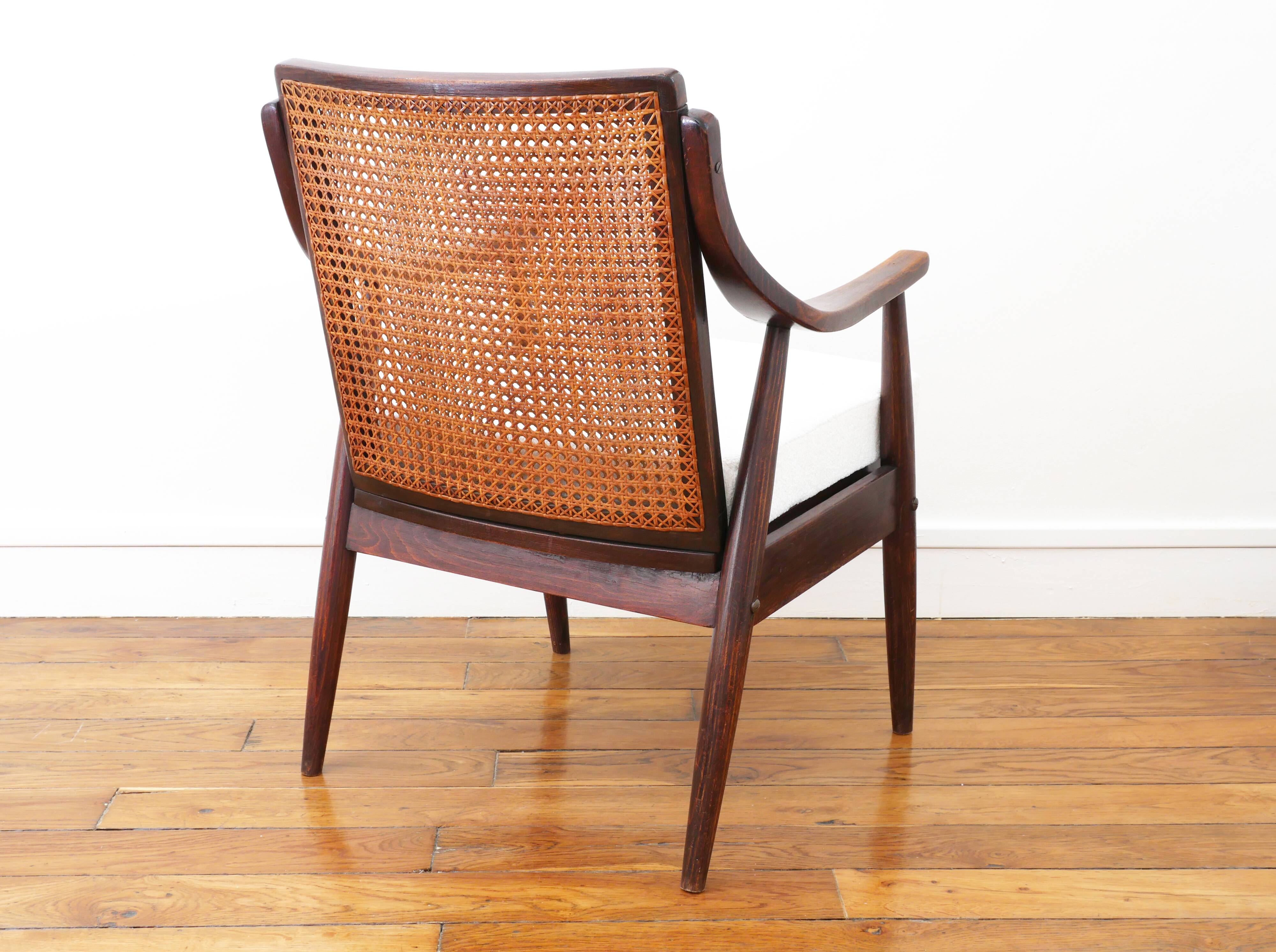 Fauteuil vintage en cannage - Restauré - Assise neuve