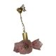 VINTAGE SPUTNIK BRASS CHANDELIER WITH PINK SHADES