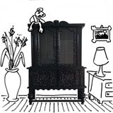 Stylized sideboard 80s pop confetti art