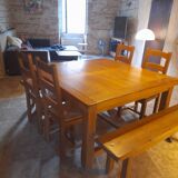 Square table set + 4 chairs + 2 benches