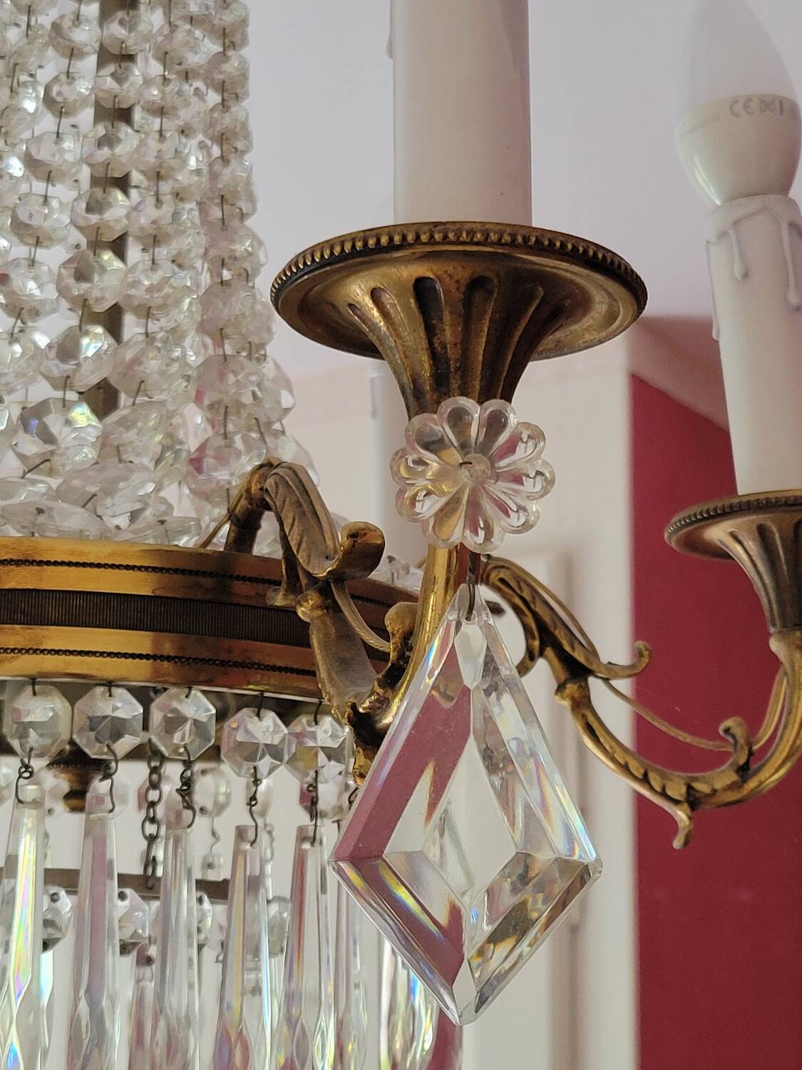 6-light hot air balloon chandelier with crystal pendants, late 19th century