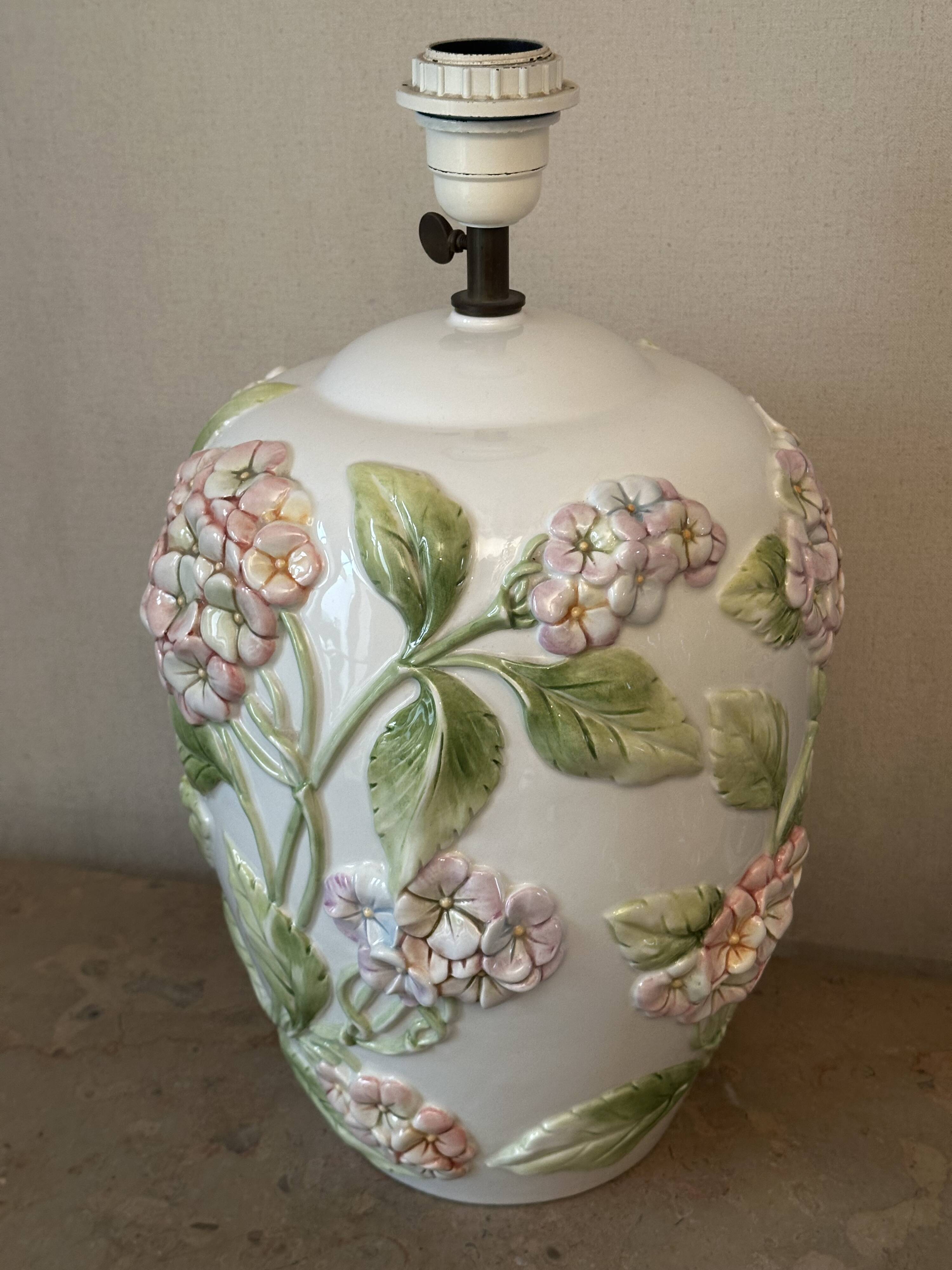 Chaumette Model Hortensias Lamp Base - Barbotine H 40 cm