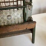 Octagonal bird cage made of wood and wire around 1920