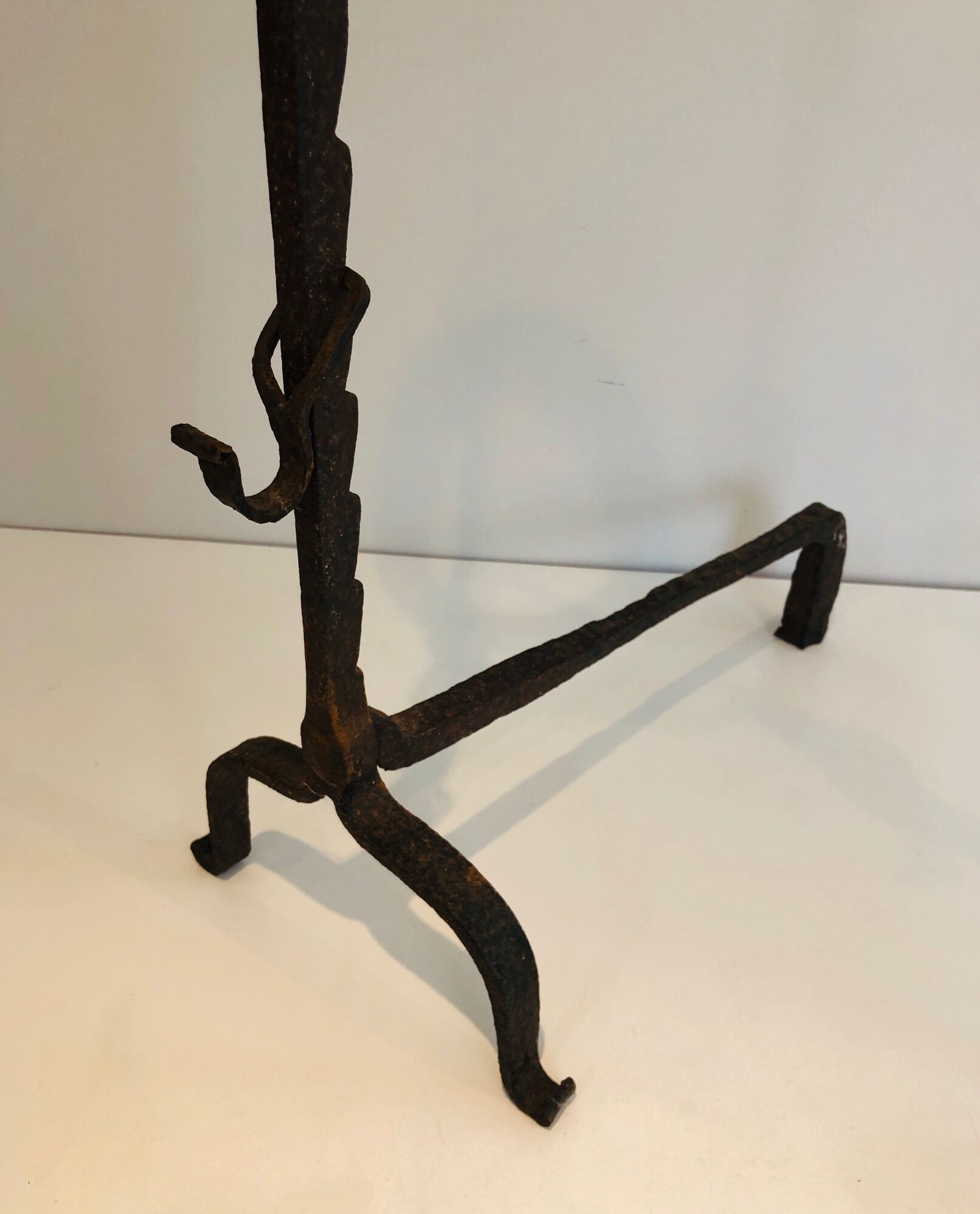 Pair of wrought iron landiers. french work ,seventeenth century