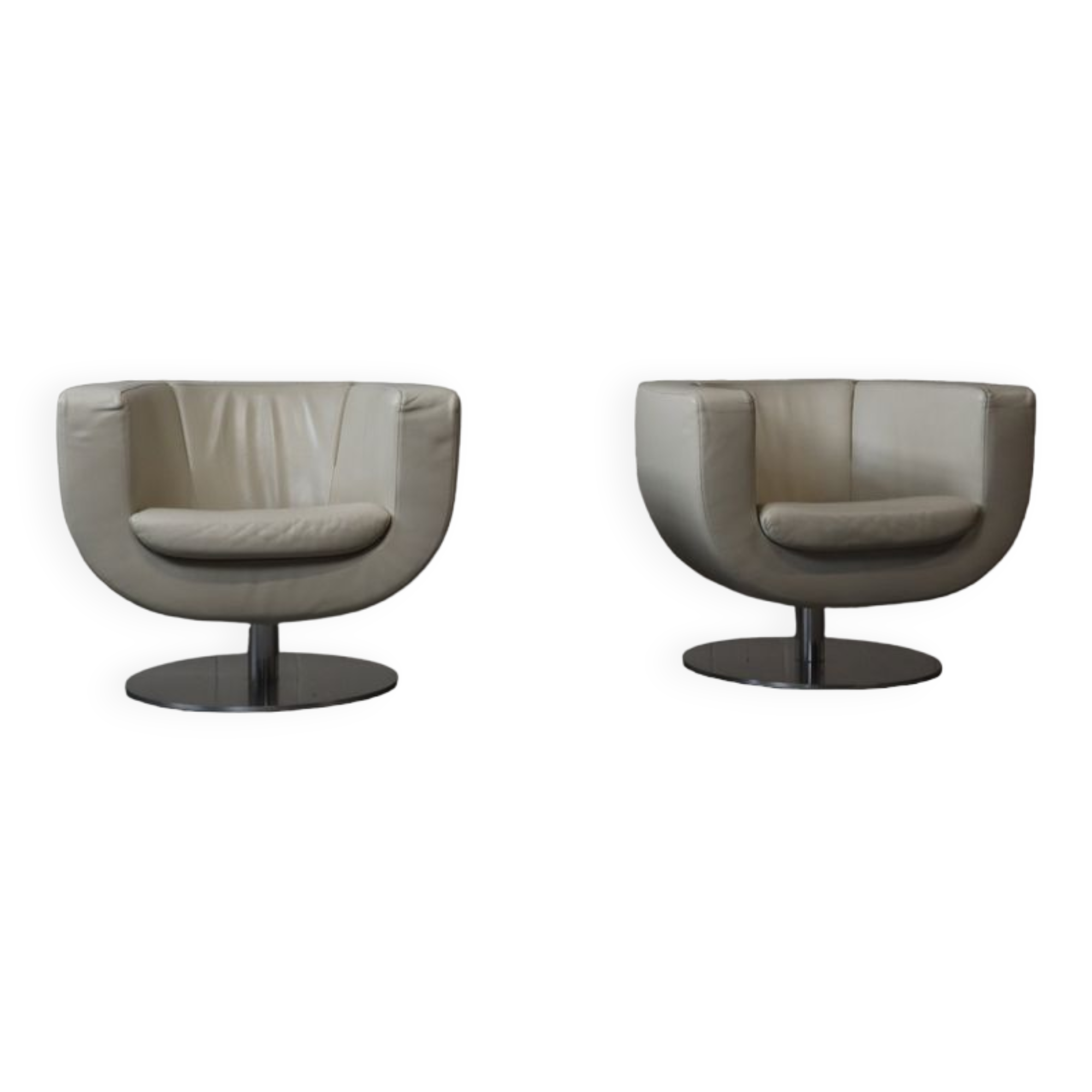 Fauteuils en cuir B&B Italia « Tulip » conçus par Jeffrey Bernett en 2000