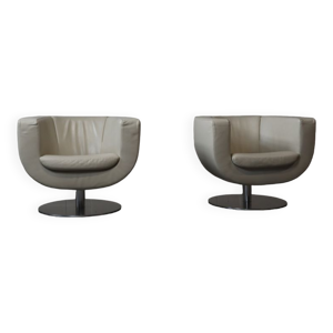 Fauteuils cuir B&B Italia « Tulip » conçus par Jeffrey Bernett 2000