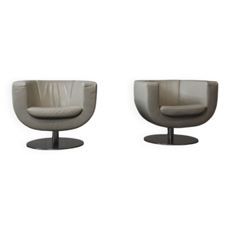 Fauteuils en cuir B&B Italia « Tulip » conçus par Jeffrey Bernett en 2000