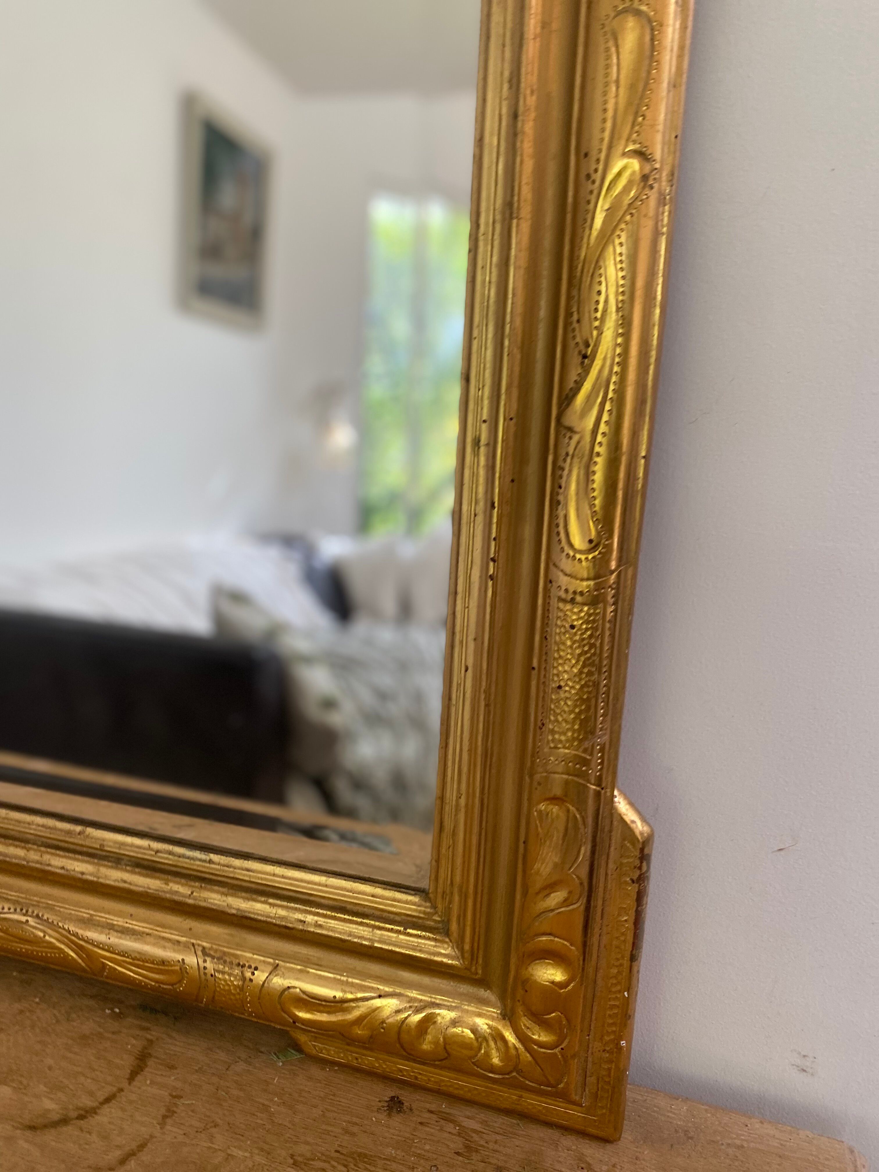 Superb antique bevelled mirror with "ears" – Louis-Philippe style – F