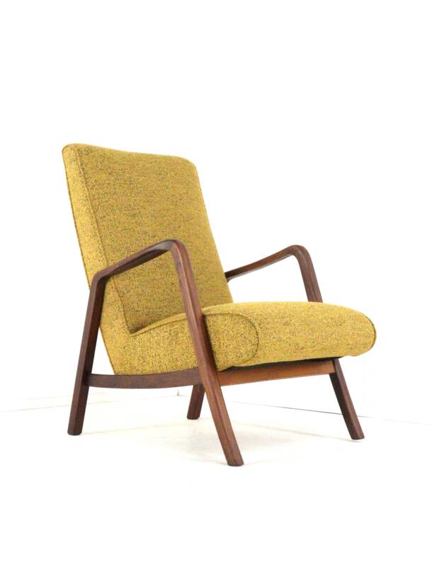 Knicos armchair in teak with yellow upholstery - very rare dutch design