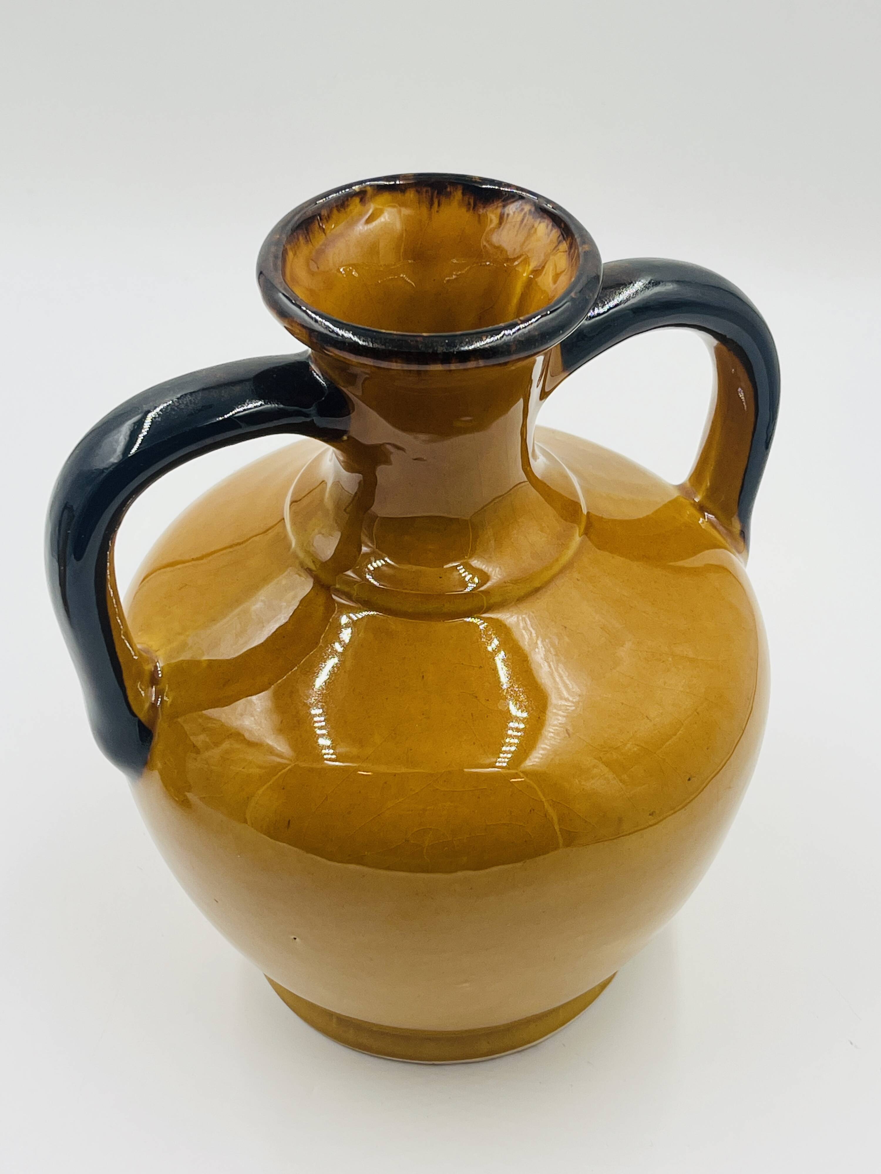 Duo de Vases Vintage Coulobres en Céramique Ocre
