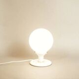 White, spherical space age table lamp, Poland 1980s.