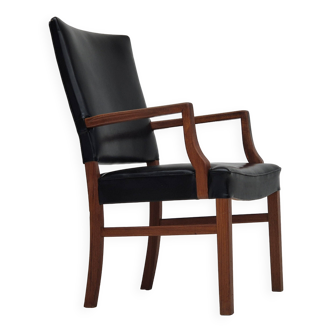 1960s, Danish armchair, original very good condition, teak wood, artificial leather.