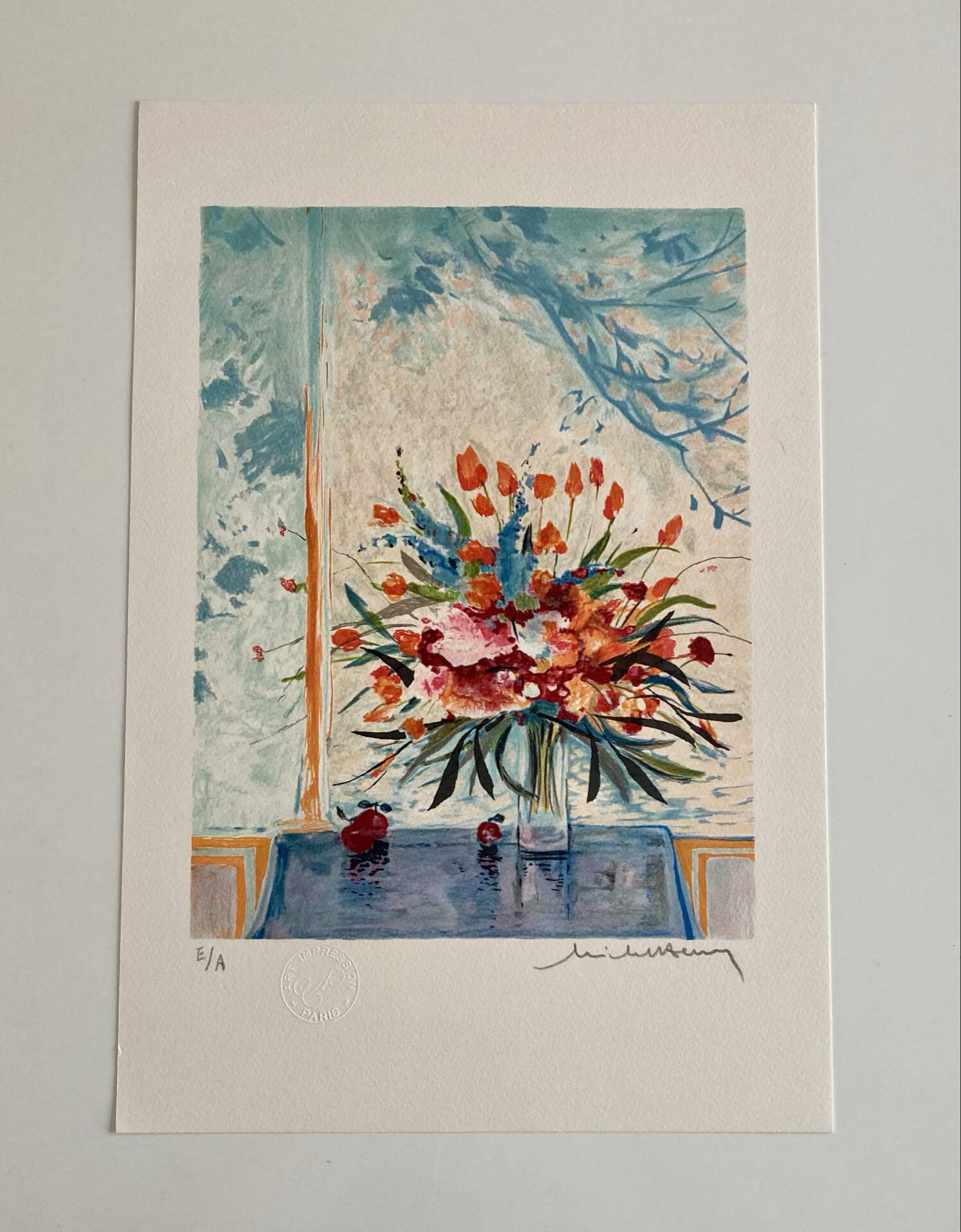 Lithograph (EA) signed by Michel Henry - Bouquet at the Window