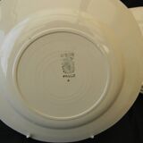 6 flat plates in Digoin Sarreguemines earthenware. Blue rose decoration.