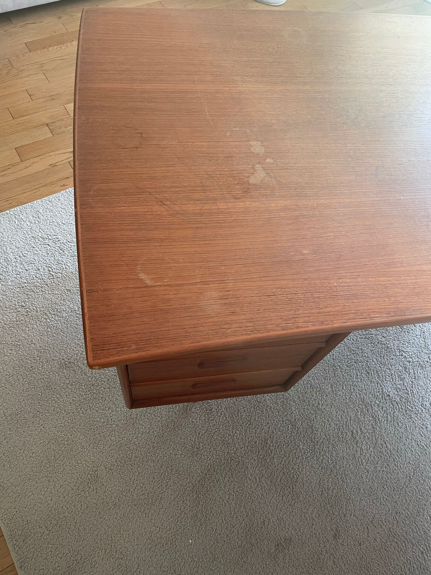 Vintage double-sided Danish teak desk