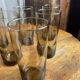 6 verres à eau en verre brun fumé, années 70