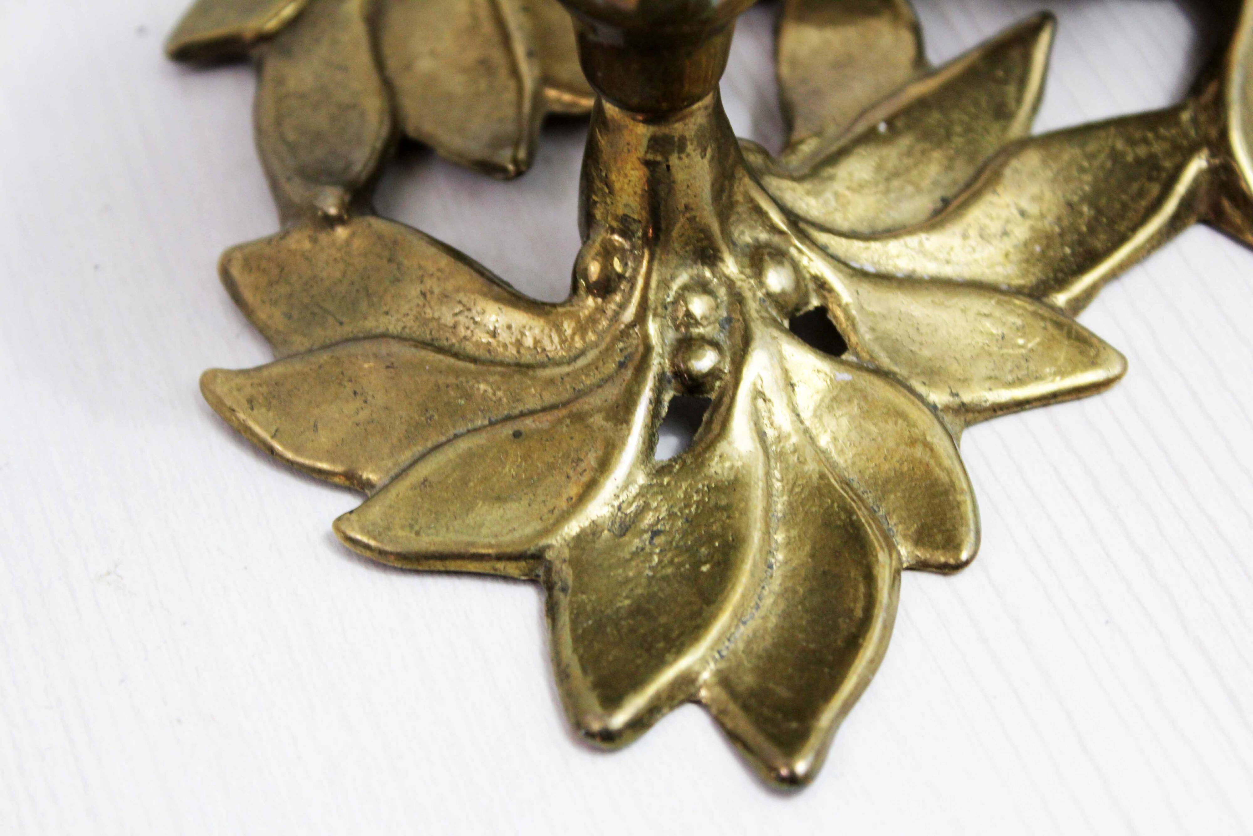 Brass flower candle holder