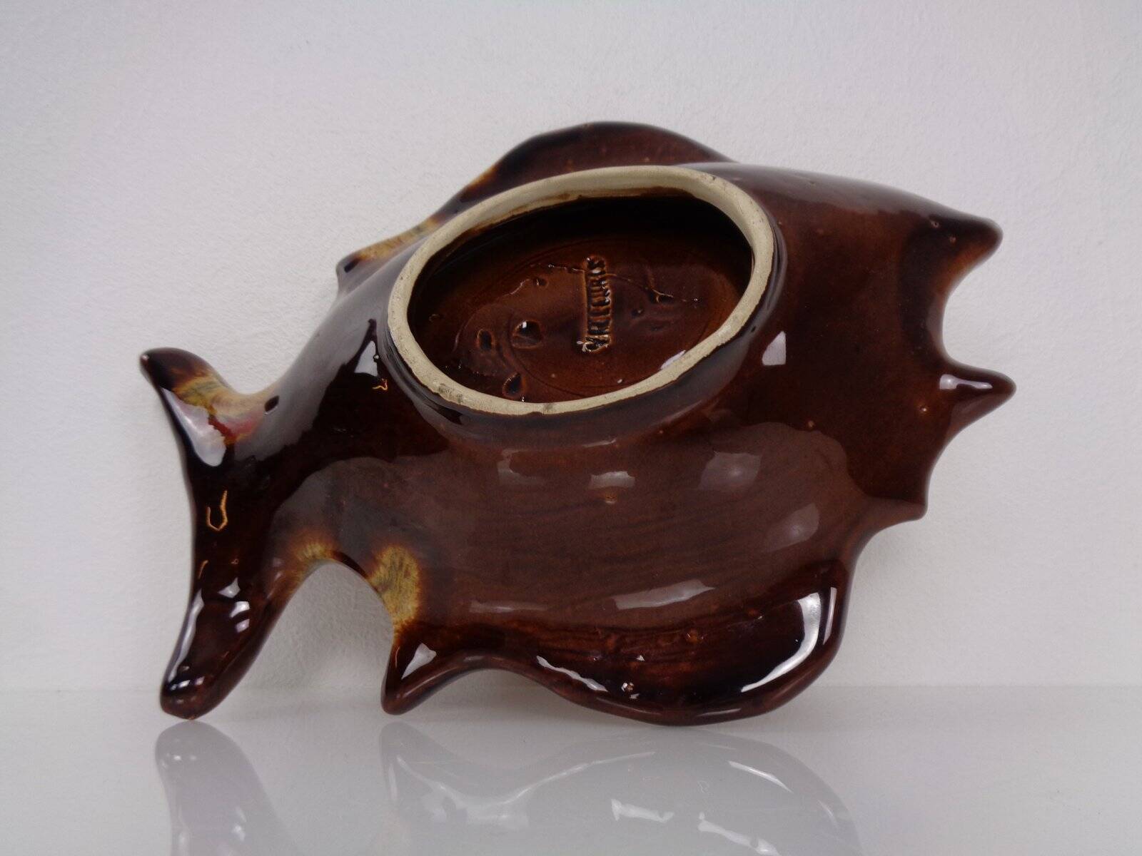 French studio ceramic bowl with fish from Vallauris, 1970s