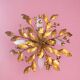 Italian ceiling light metal gold leaves 60s