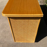 Vintage wooden and cane sideboard from the 70s