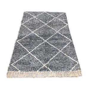 Tapis en laine gris chiné losanges