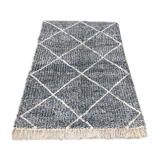 Carpet in wool gray mottled diamonds beni ouarain 250x172cm