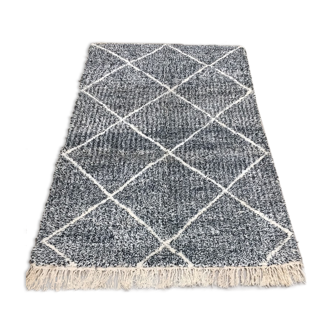 Tapis en laine gris chiné losanges beni ouarain 250x172cm