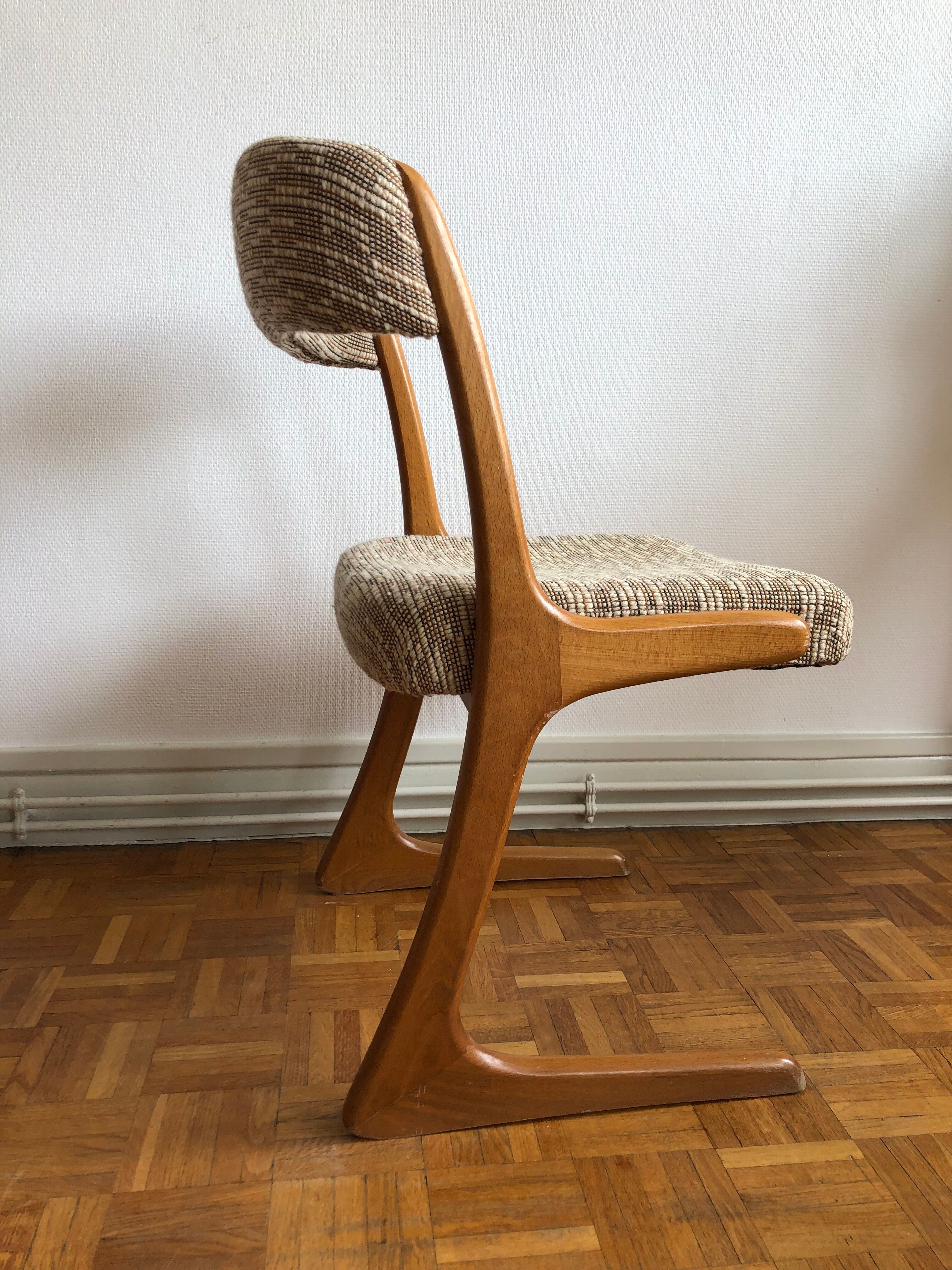 Chair 1960 wool and light wood