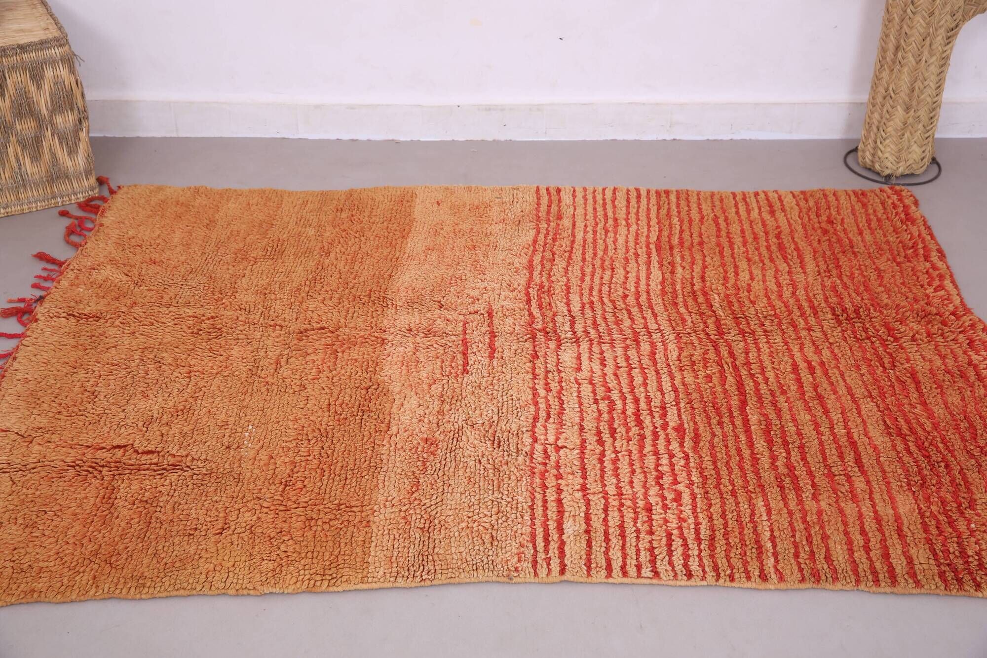 Orange Vintage Moroccan Rug 139 x 190 cm - Berber Rug - Handmade Wool Rug