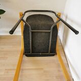 Vintage Beech Wood Dining Chair: 1970s Space Age Black Fabric