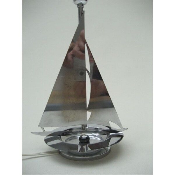 Sailboat-shaped chrome art deco desk lamp