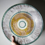 Large ceramic art bowl from the 50s-60s, vintage wall decoration or fruit bowl.