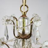 Lustre en laiton et pampilles polies de France vers les années 1920