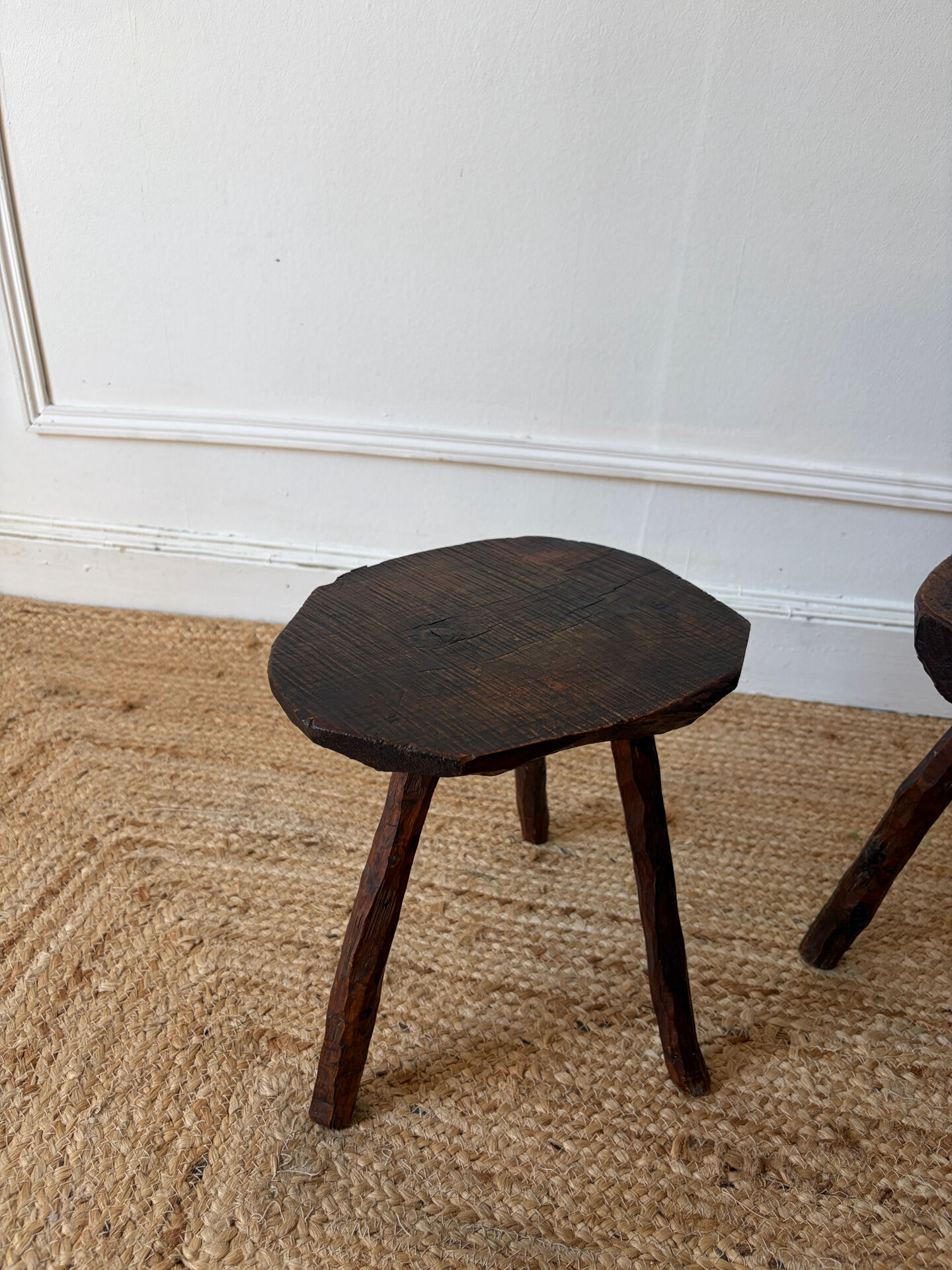 Paire de tabourets brutalistes 1950