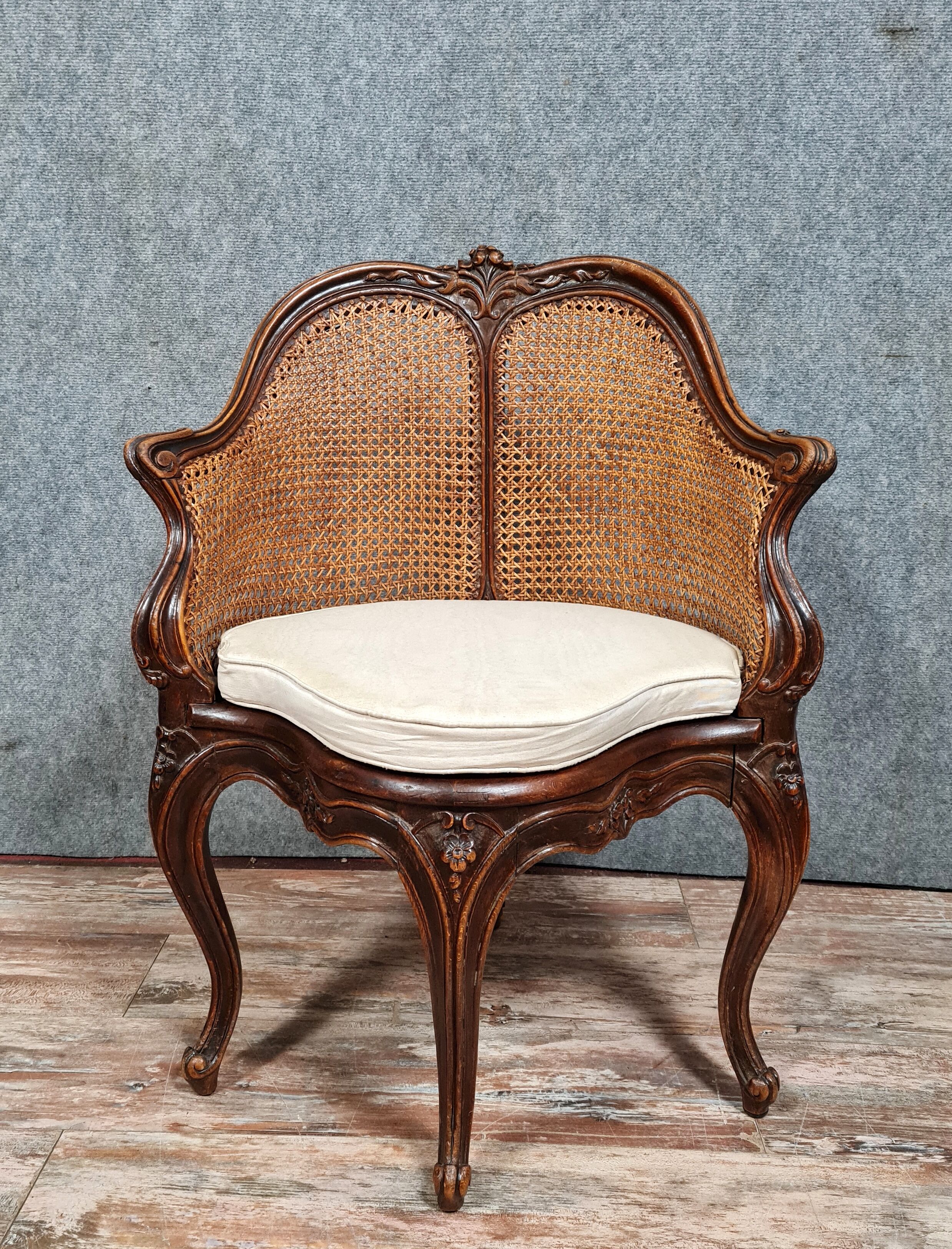 Louis XV office chair with arched gondola back circa 1850-1880