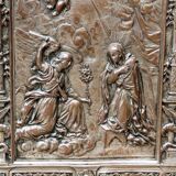 Copper plaque, Annunciation, signed Edouard Thiébaut