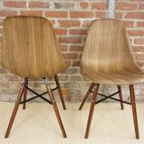 Set of 4 chairs in ABS, wood and metal