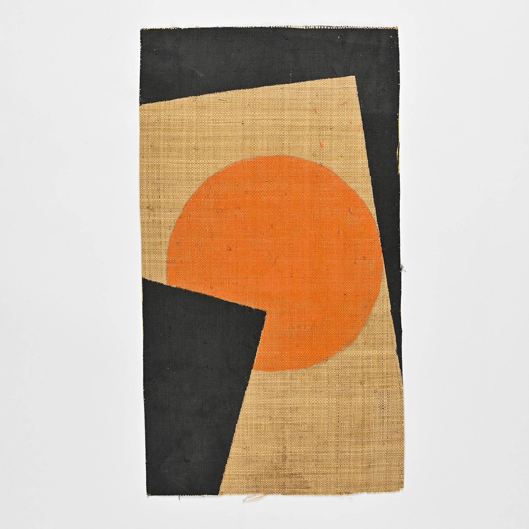 Peinture sur toile de jute par Hans Peter, Suisse vers 1975