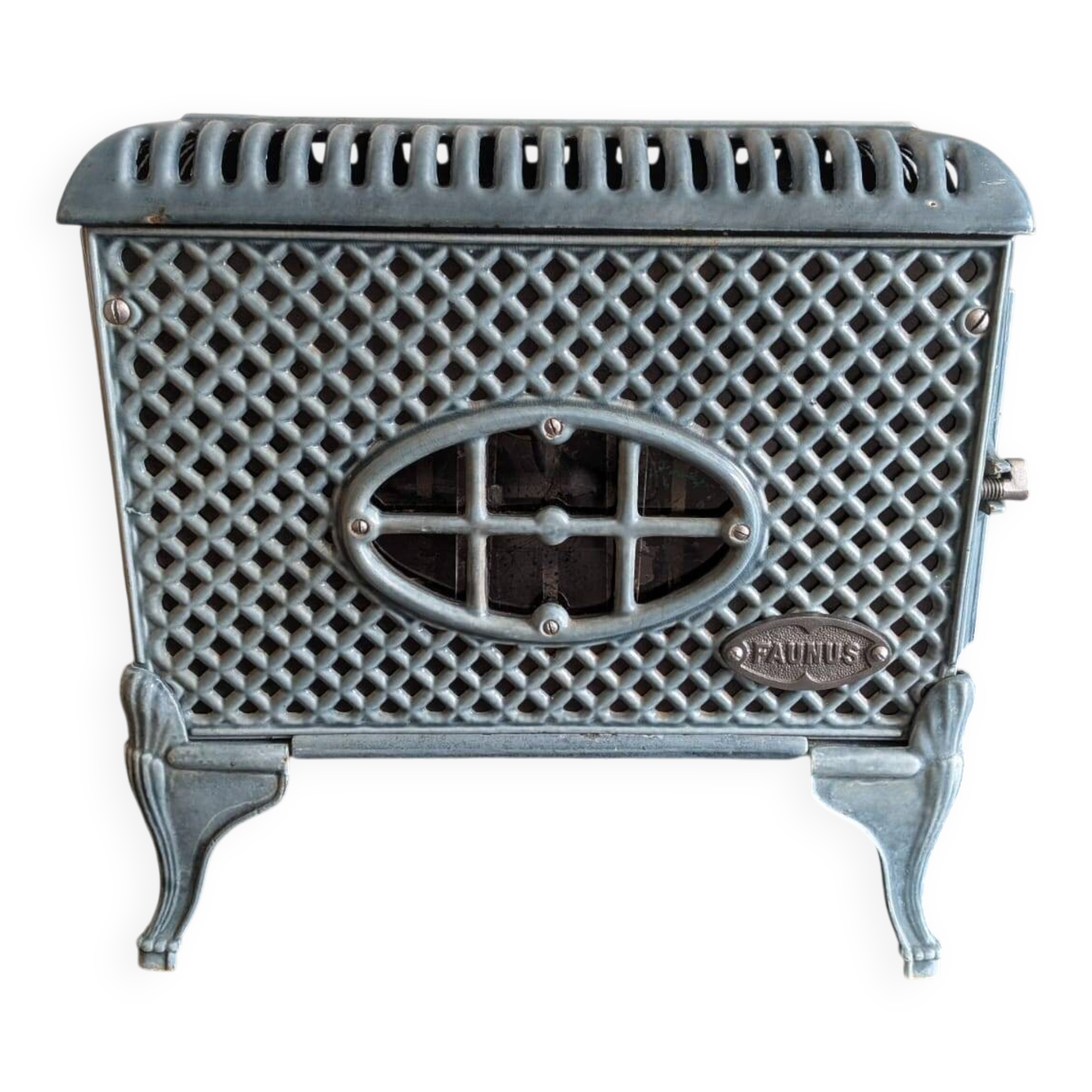 Antique enamelled cast iron stove "Faunus" – renovated