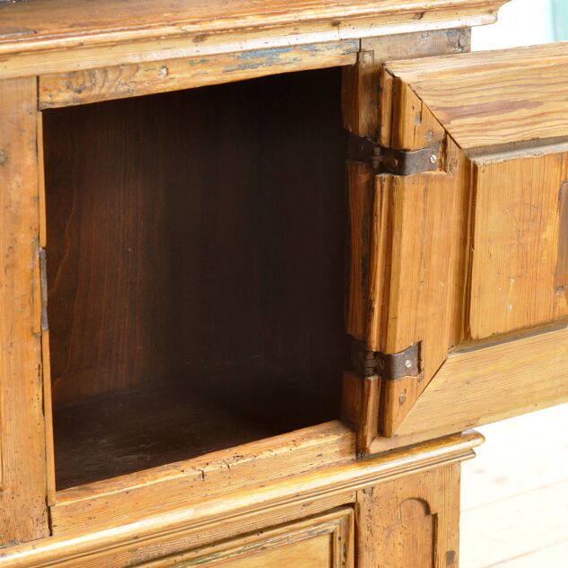 Armoire rustique allemande en pin et chêne, vers 1850