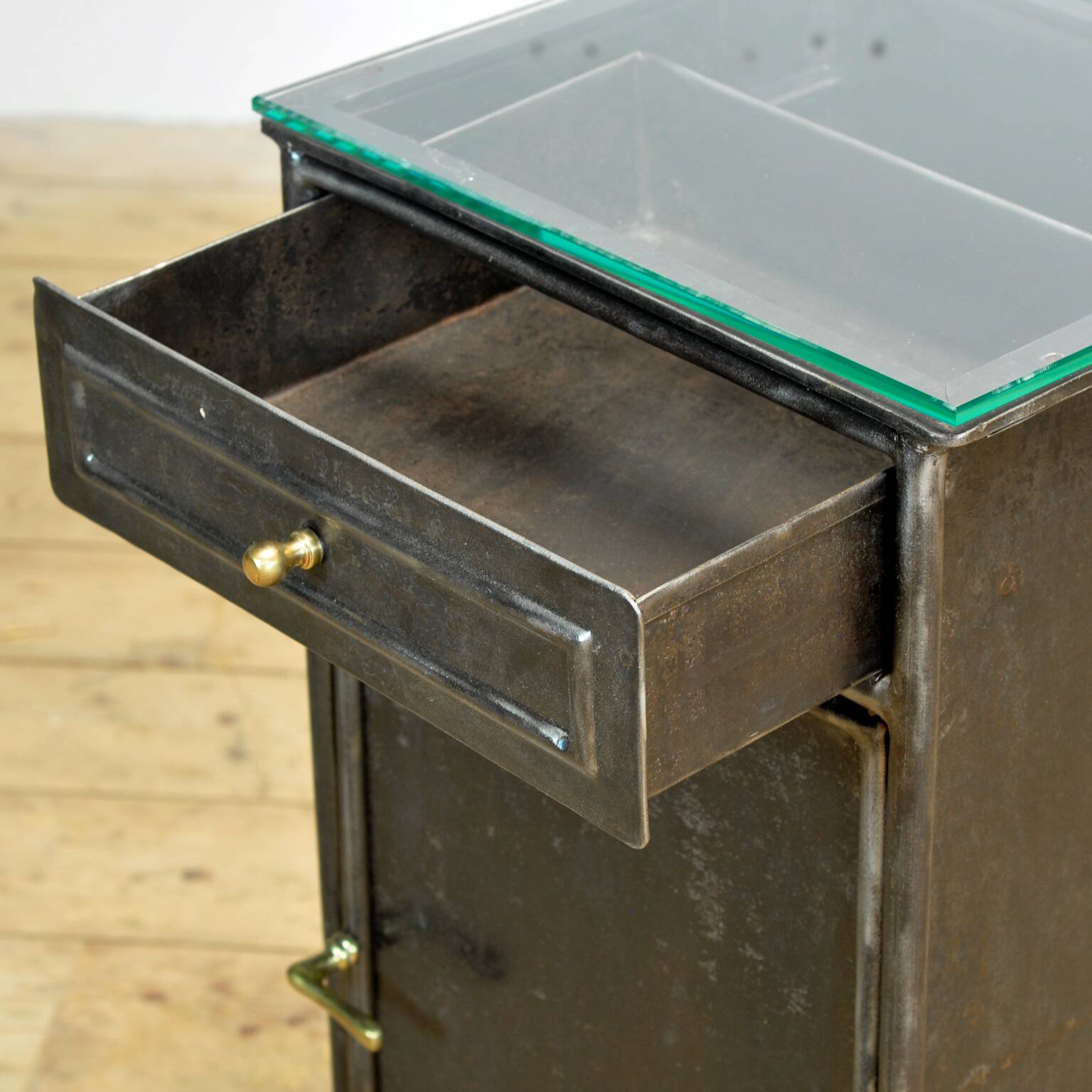 Set Iron And Glass Nightstands, 1900’s