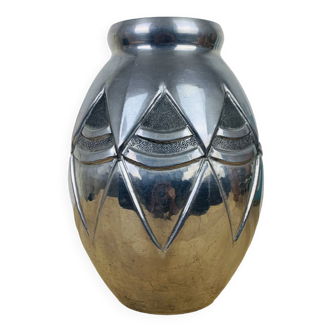 Aluminum art deco vase signed Laveur "Caudron Art"