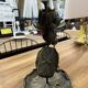 Pied de lampe nénuphar en laiton vintage