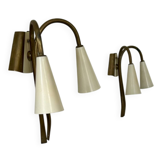 Paire d'appliques en laiton, France, 1950