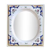 Miroir artisanal en céramique de Desvres peint à la main